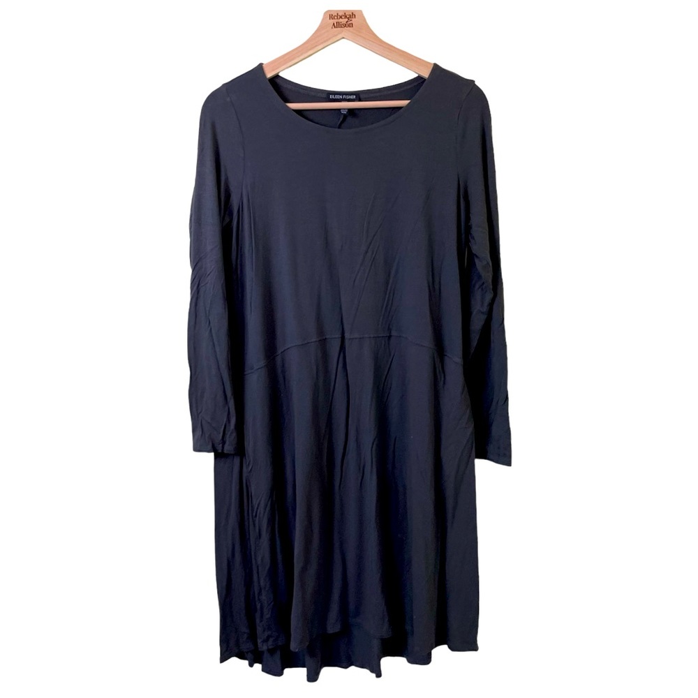 Eileen Fisher Long Sleeve Stretch Dress in Gray SIZE MEDIUM